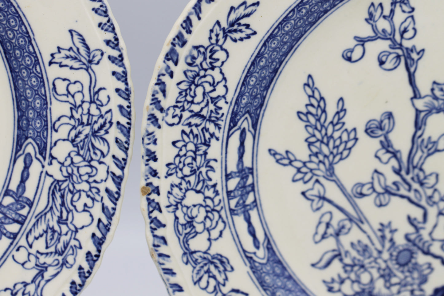 Vintage Alfred Meakin Side Plates in Blue and White Floral Oriental Design c1937