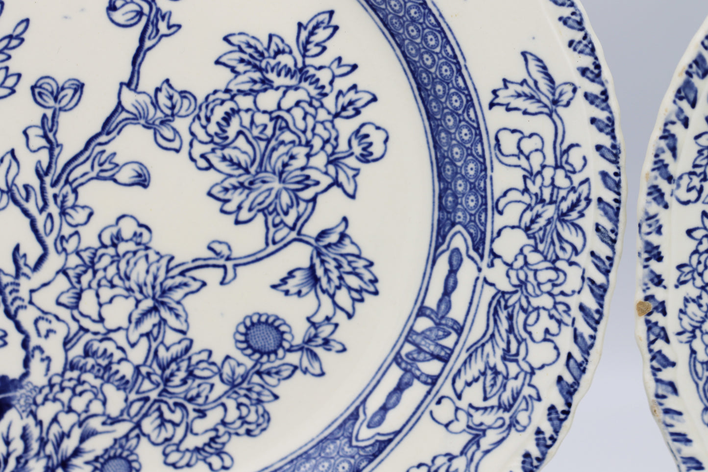 Vintage Alfred Meakin Side Plates in Blue and White Floral Oriental Design c1937