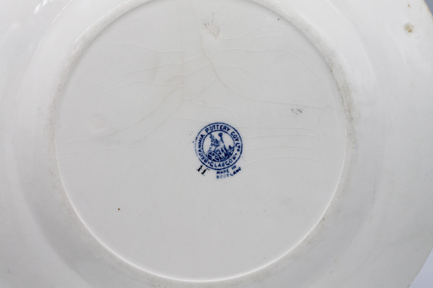 Antique Blue and White Britannia Pottery Glasgow 25cm Dinner Plate