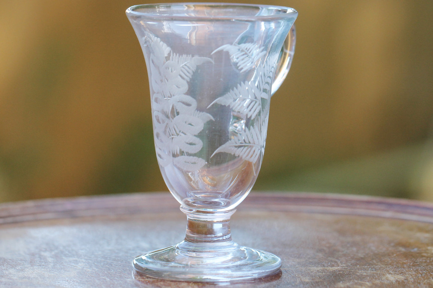 Georgian Glass Custard Cup c1820 with Etched Barley Hops