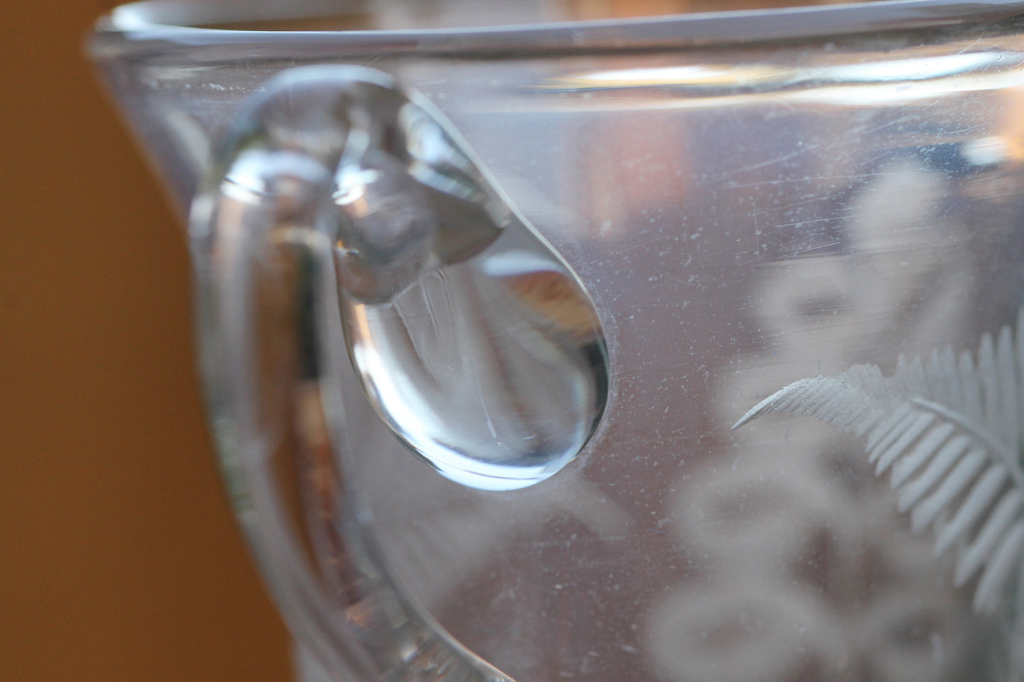 Georgian Glass Custard Cup c1820 with Etched Barley Hops