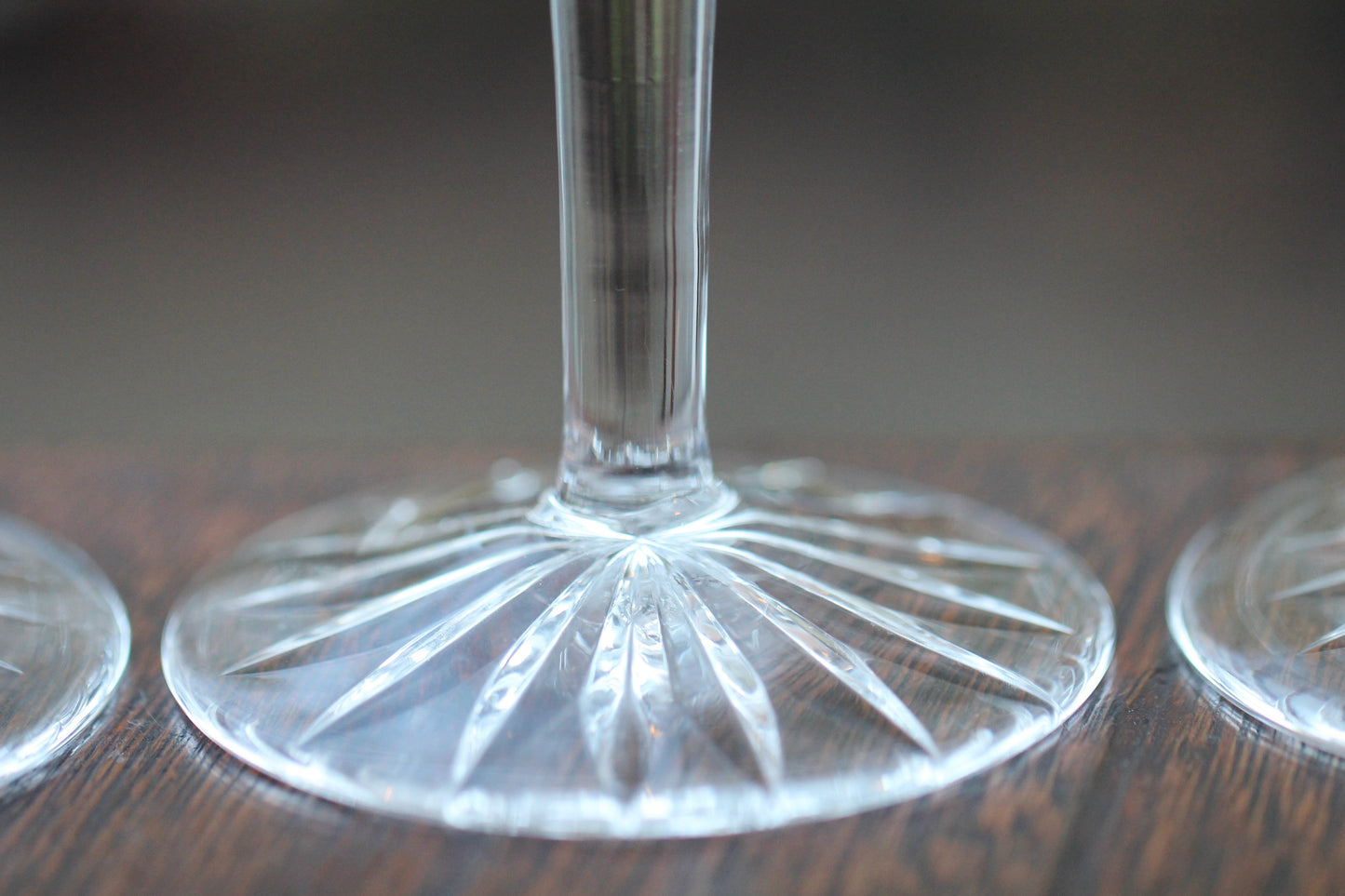 Set of Four Vintage Clear Crystal Long Stemmed Wine / Hock Glasses c1960