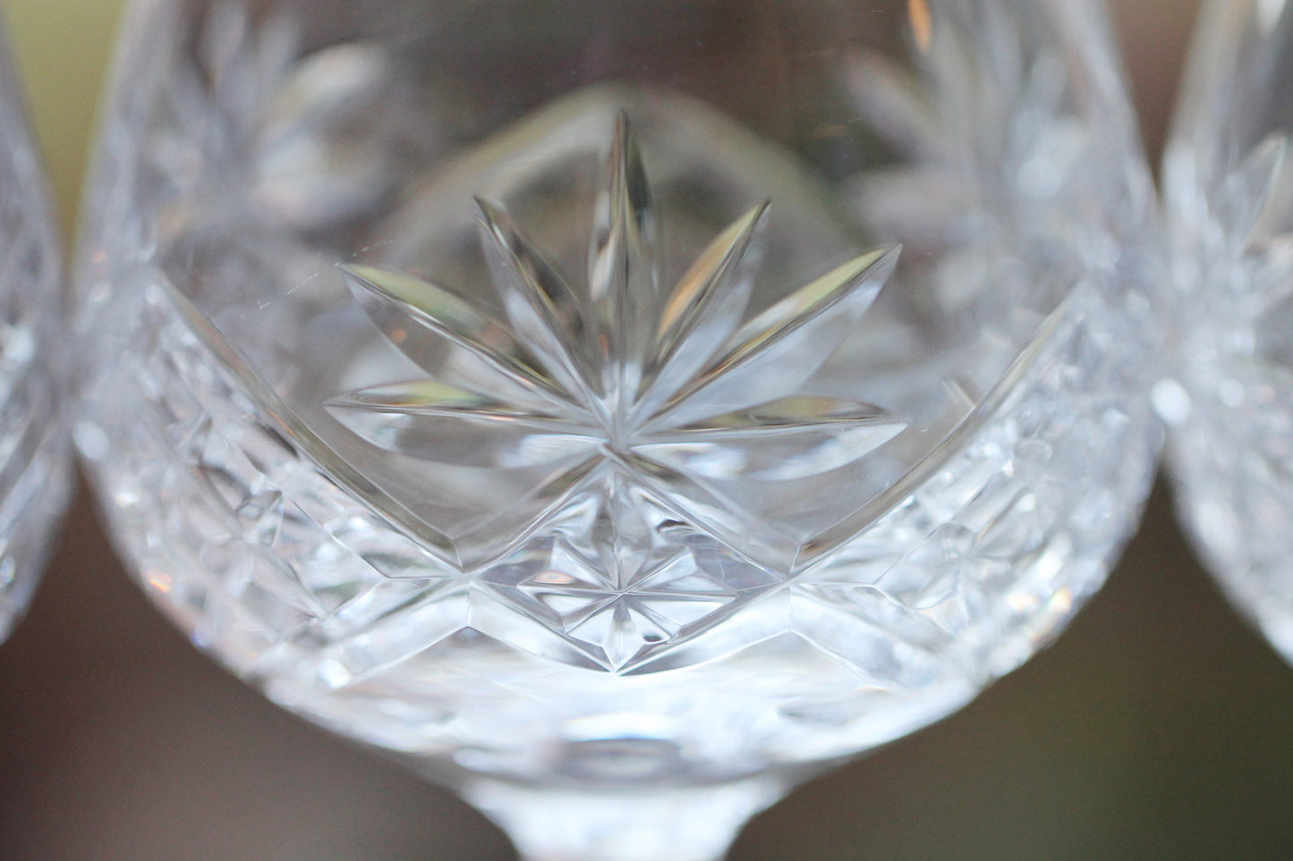 Set of Four Vintage Clear Crystal Long Stemmed Wine / Hock Glasses c1960