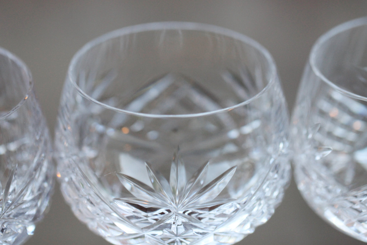 Set of Four Vintage Clear Crystal Long Stemmed Wine / Hock Glasses c1960