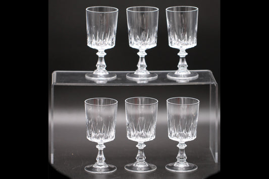 Set of Six Vintage White Wine Louvre by Cristal D'Arques-Durand c1980s