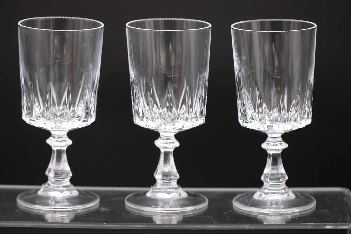 Set of Six Vintage White Wine Louvre by Cristal D'Arques-Durand c1980s