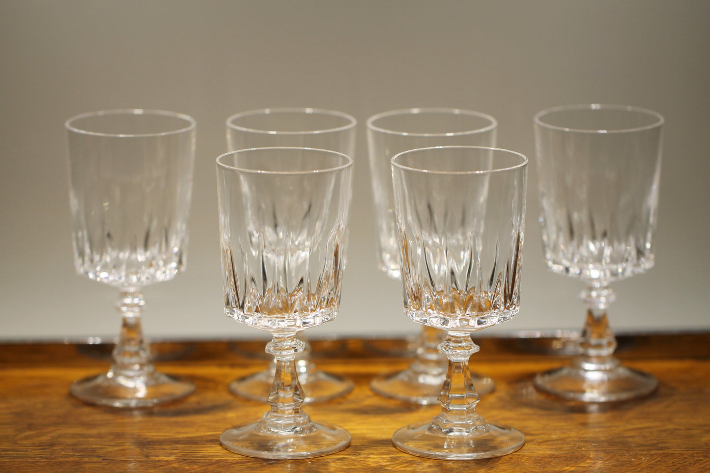 Set of Six Vintage White Wine Louvre by Cristal D'Arques-Durand c1980s