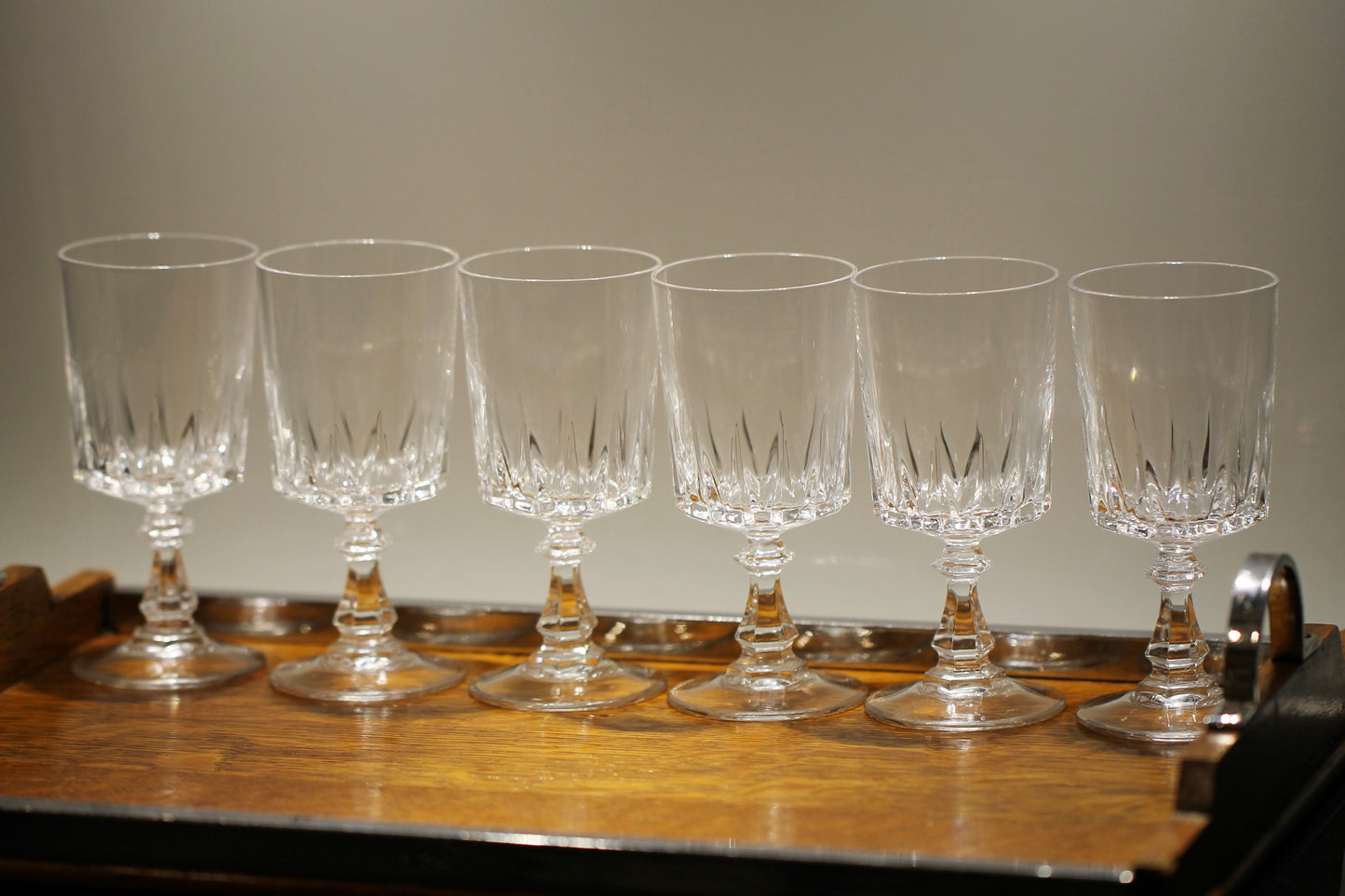 Set of Six Vintage White Wine Louvre by Cristal D'Arques-Durand c1980s