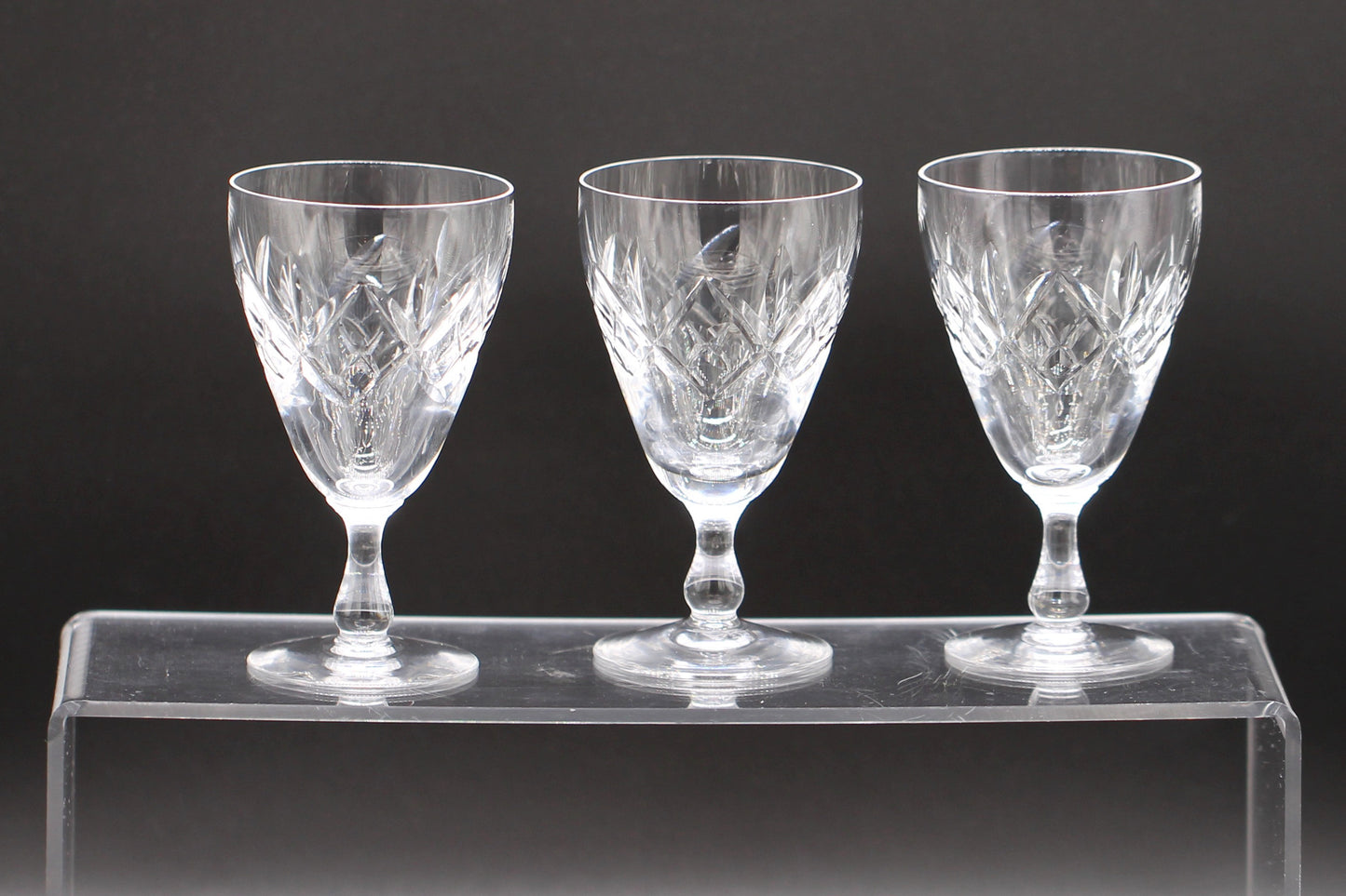 Set of Three Vintage Edinburgh Crystal Wine / Sherry Glasses c1970