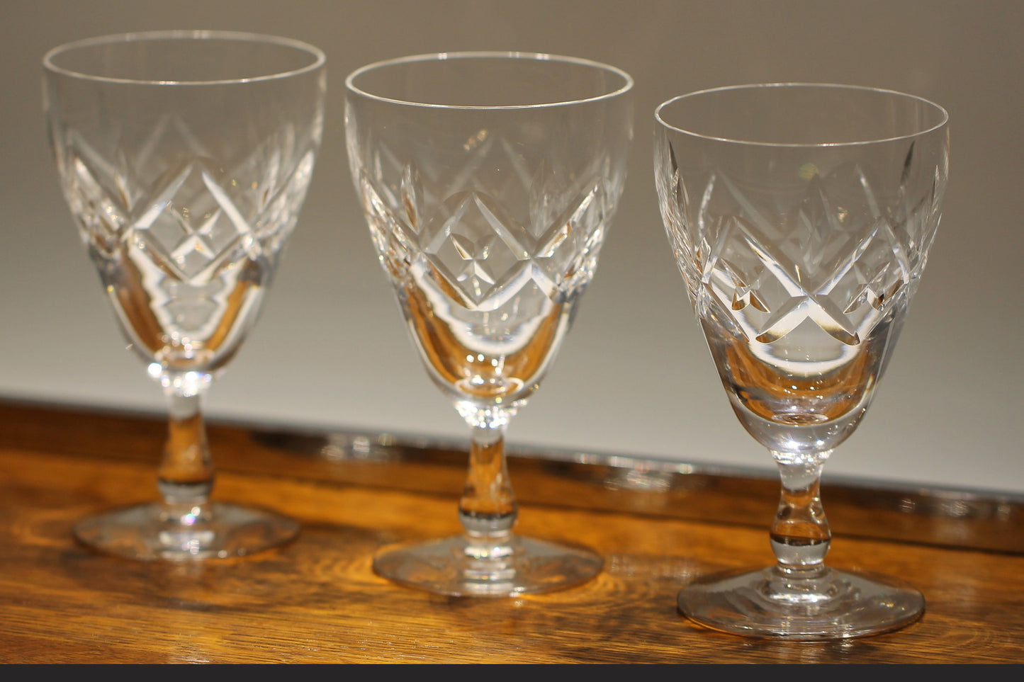 Set of Three Vintage Edinburgh Crystal Wine / Sherry Glasses c1970