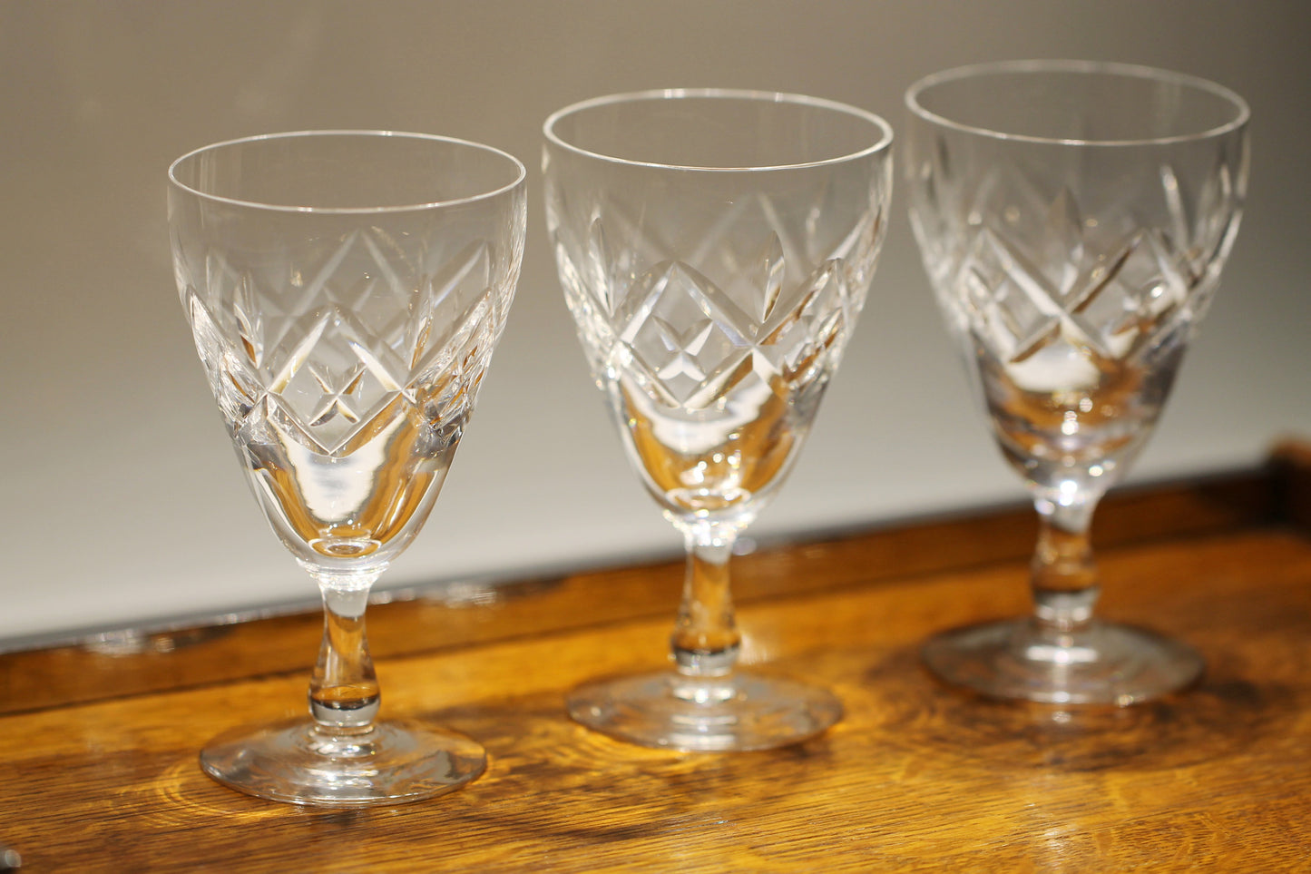 Set of Three Vintage Edinburgh Crystal Wine / Sherry Glasses c1970