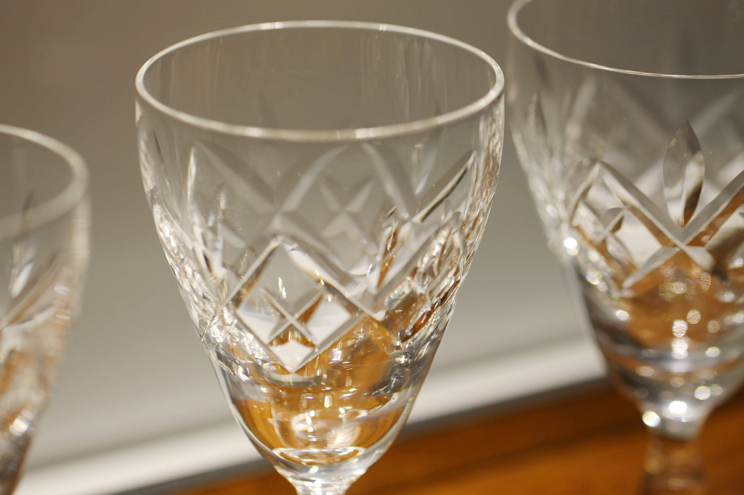 Set of Three Vintage Edinburgh Crystal Wine / Sherry Glasses c1970