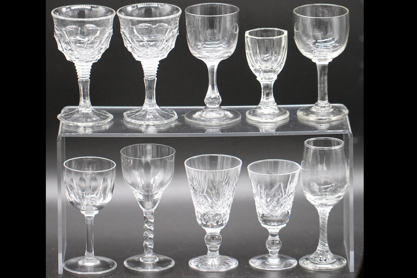 A Harlequin Set of 10 various Liquear / Sherry / Cordial Glasses c1940/1950s