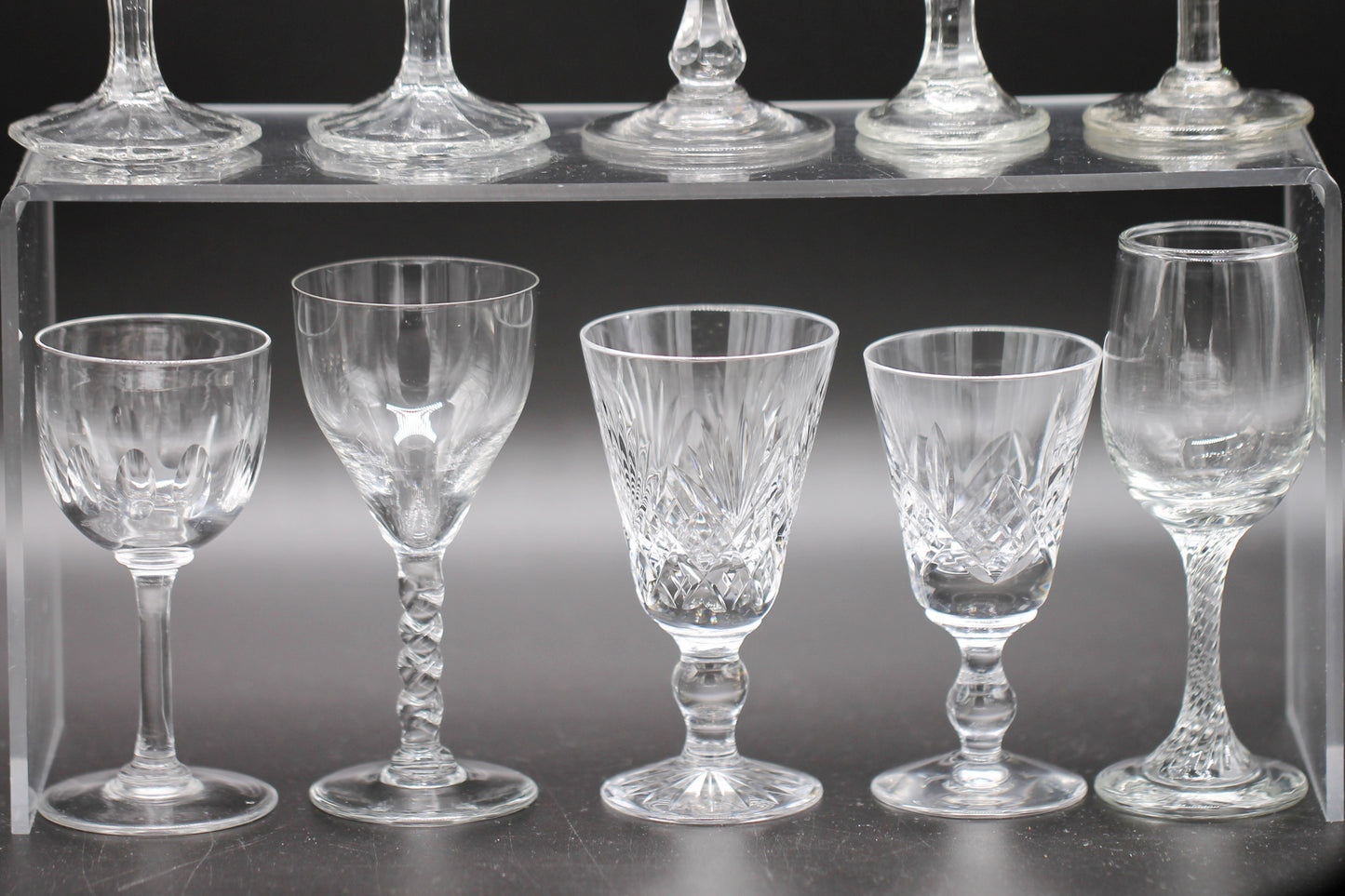 A Harlequin Set of 10 various Liquear / Sherry / Cordial Glasses c1940/1950s