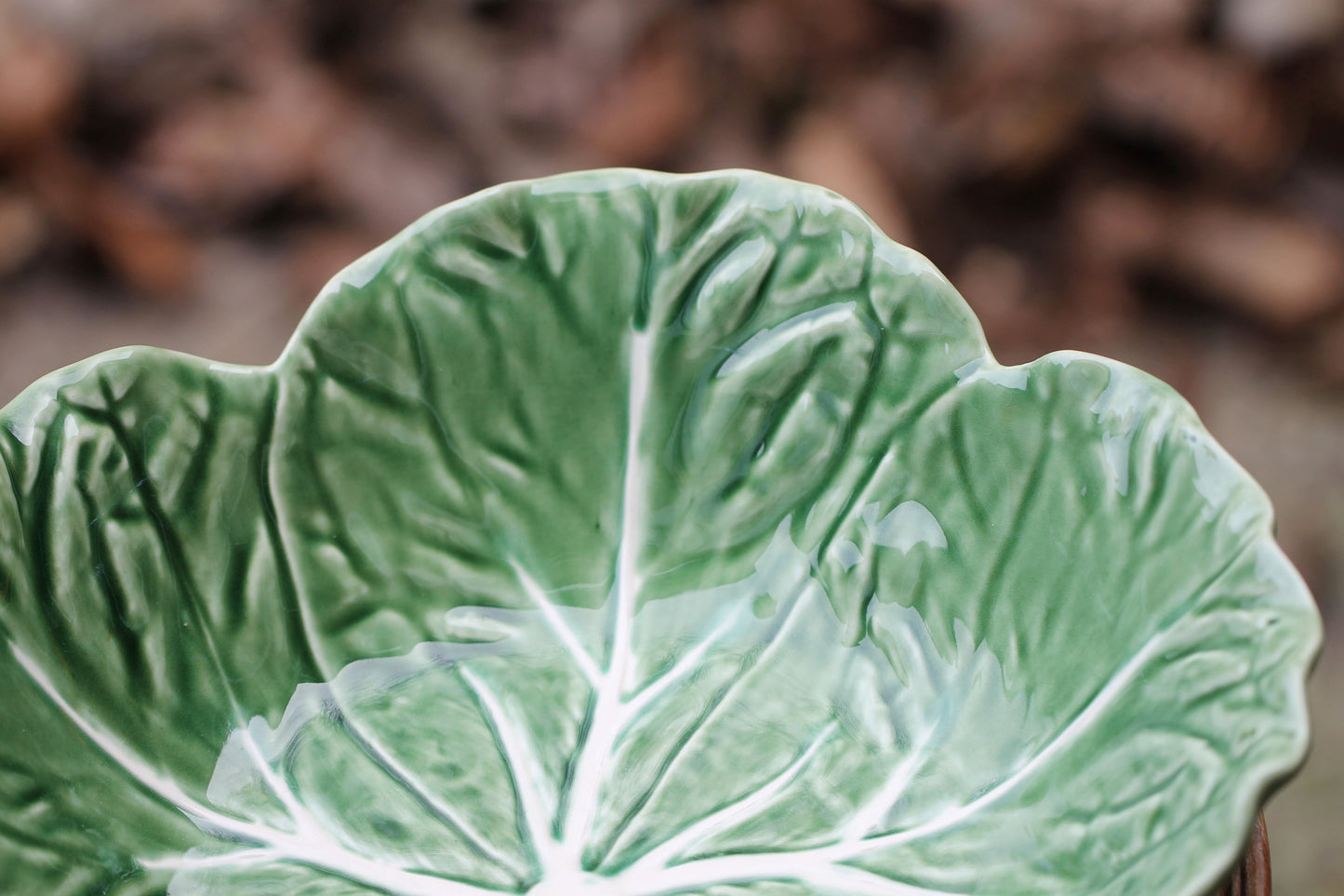 Vintage Bordallo Pinheiro Cabbage Earthenware Serving Bowl, 29cm, Green