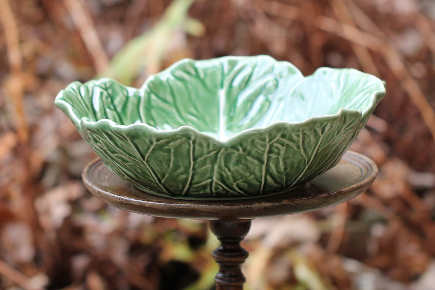 Vintage Bordallo Pinheiro Cabbage Earthenware Serving Bowl, 29cm, Green