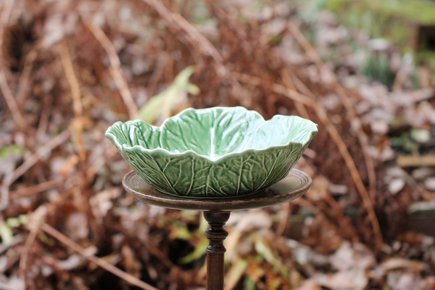 Vintage Bordallo Pinheiro Cabbage Earthenware Serving Bowl, 29cm, Green