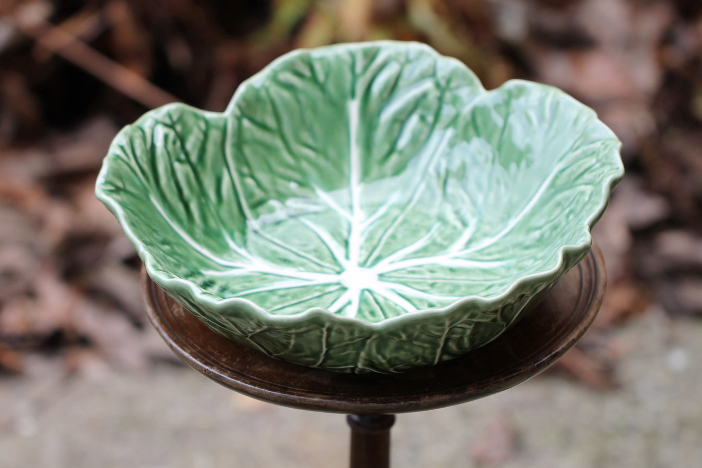 Vintage Bordallo Pinheiro Cabbage Earthenware Serving Bowl, 29cm, Green