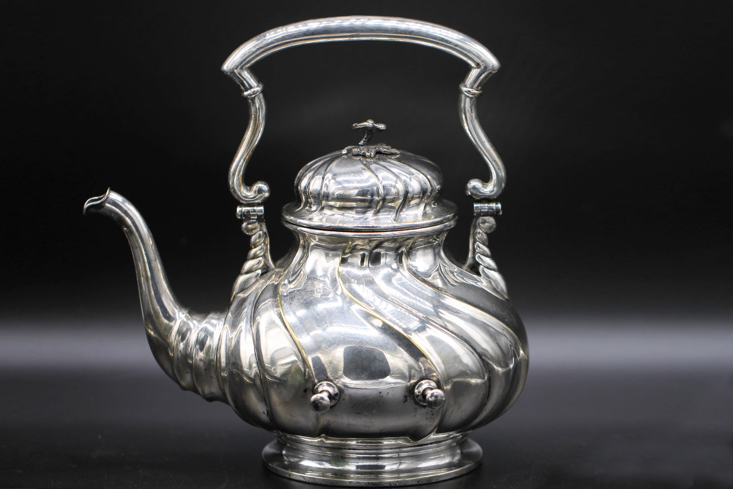 Large Early Victorian Silver Plated Tea Kettle on Stand c1850