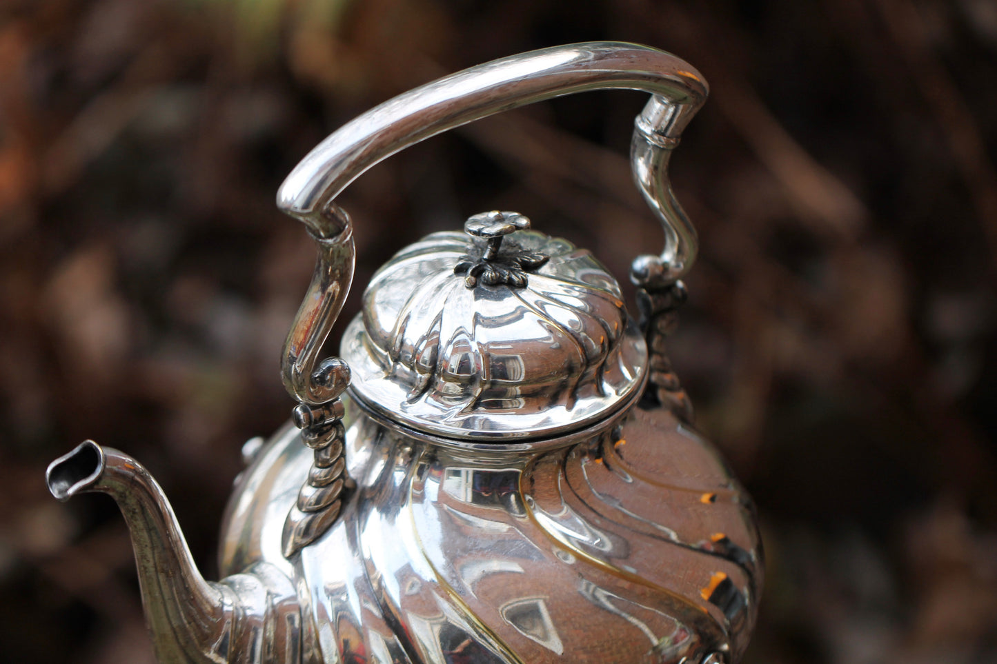 Large Early Victorian Silver Plated Tea Kettle on Stand c1850