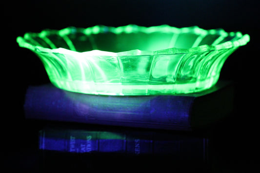 Vintage Uranium Glass Fruit Bowl