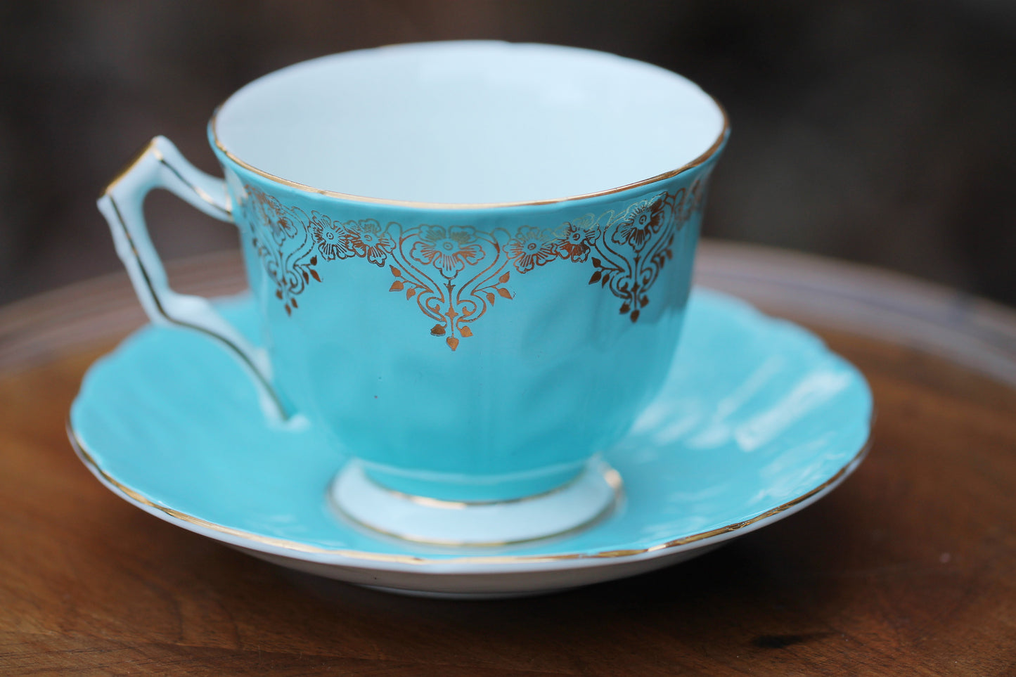 Vintage Tea Cup and Saucer - Aynsley Bone China Pansies and Blue / Gold details