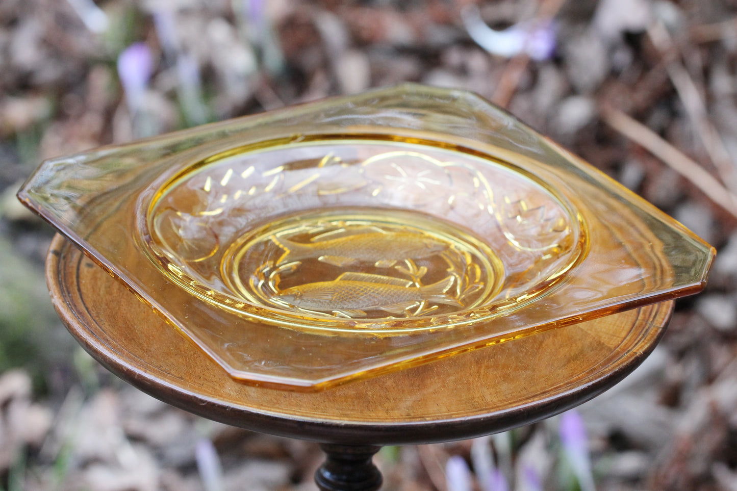 Vintage Amber Glass by Bagley and Co. Ltd Art Deco 'Fish plate' design No 3123