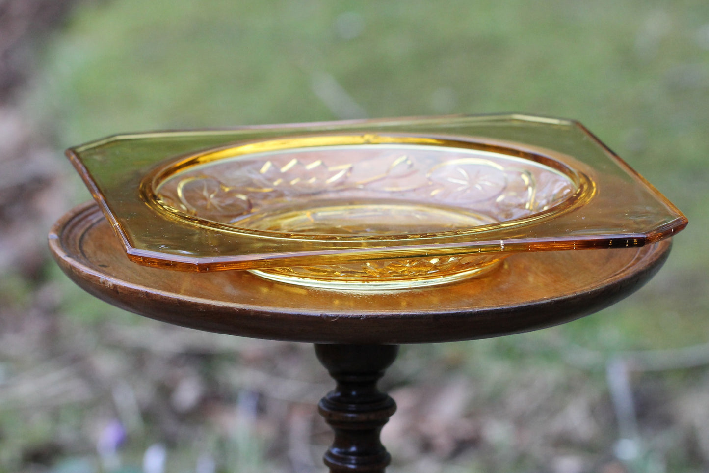 Vintage Amber Glass by Bagley and Co. Ltd Art Deco 'Fish plate' design No 3123